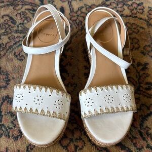 Jack Rogers White Sandals with Perforated Design